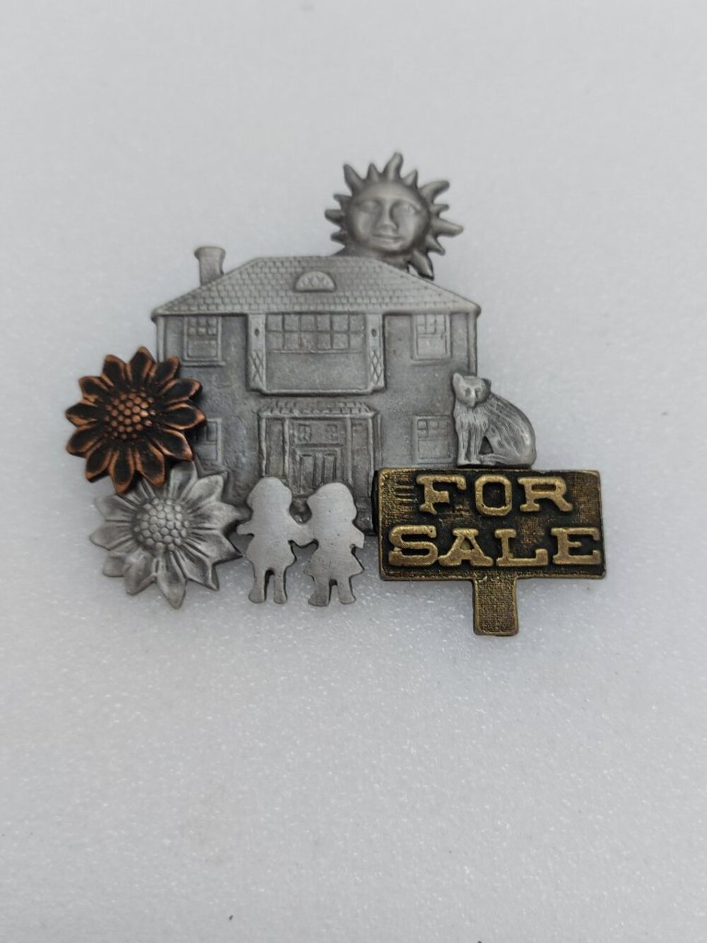 Vintage 1980's Pewter For Sale Realtor Brooch